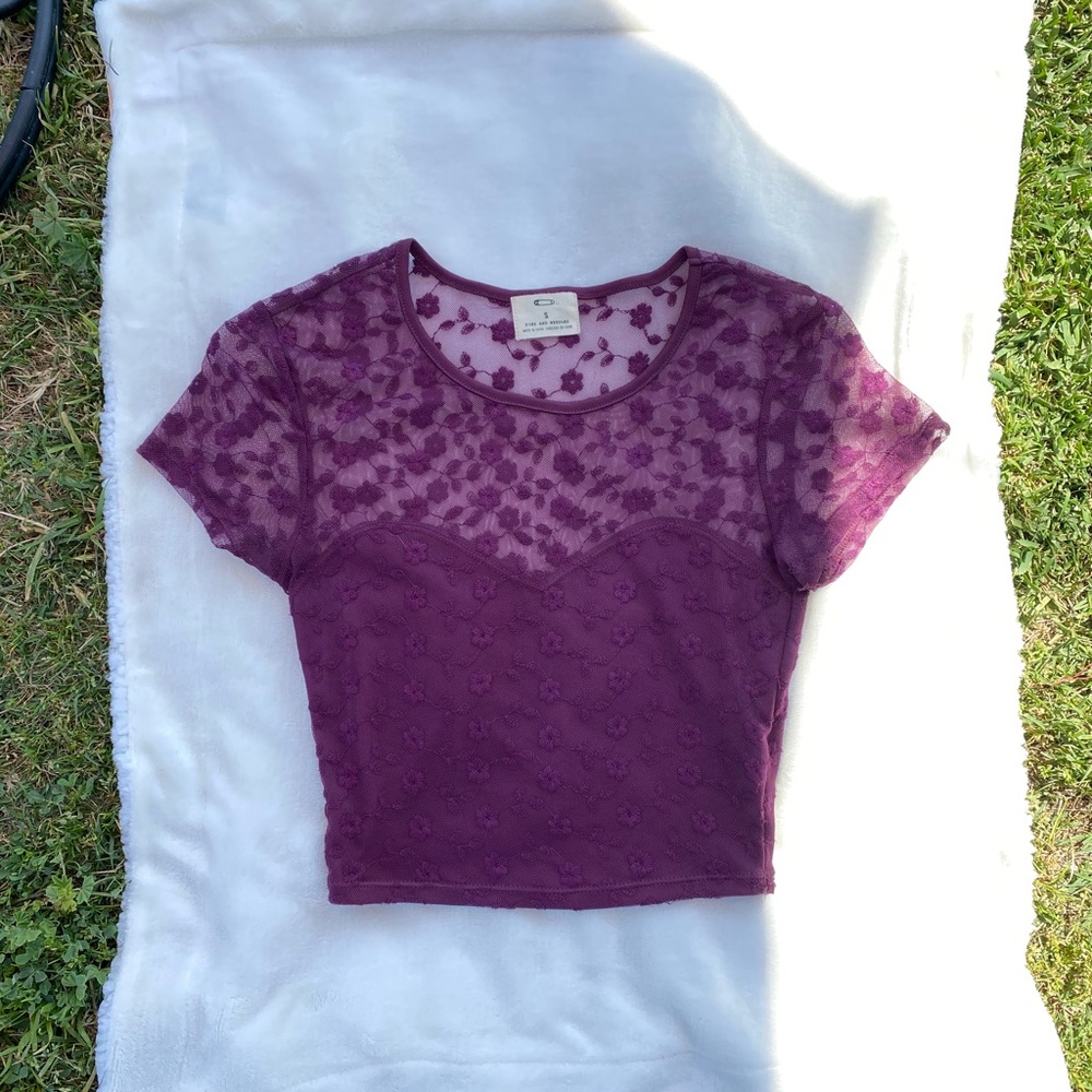 Urban Outfitters Pins&Needles Floral Lace Crop Top